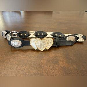Montana Silversmiths Heart Concho Belt Western Leather Size 28